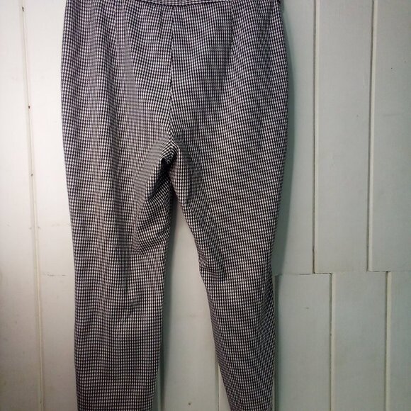 Preston & York Pants Women 14 Casual Pockets Houndstooth Pattern Black White - Picture 14 of 14